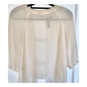 PETTICOAT ALLEY Blouse Sheer Cream Blouse Open Back Size XS